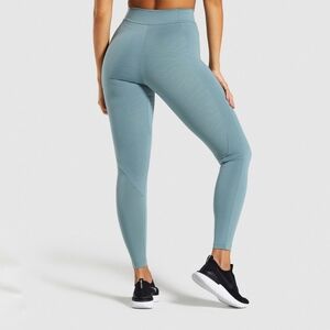 Gymshark Lustre Leggings Stormy Turquoise Blue Green Topo Map Print Size Medium